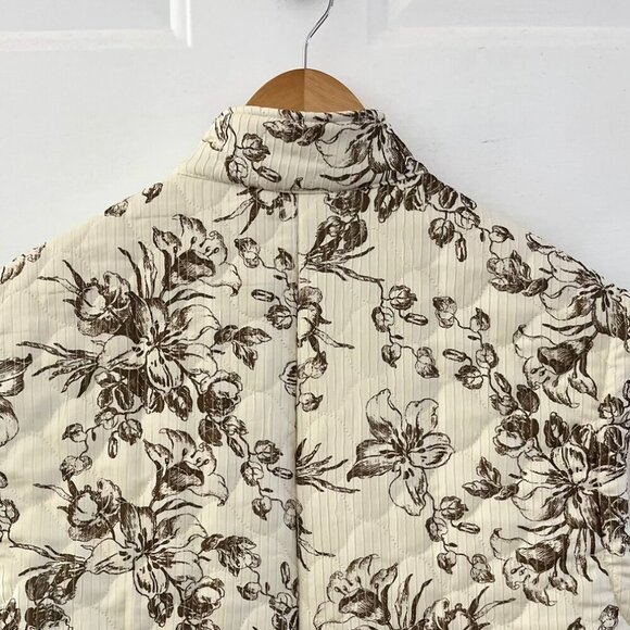 Umgee Woman's Cream Mix Quilted Puffy Cottage-Core Floral Print Vest Sz Lr - Picture 7 of 9